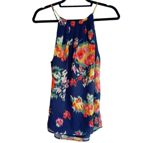 Joie Anatase B Floral-Print Halter-Neck 100% Silk Tank Blue Women's Size M - Picture 4 of 12